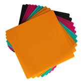 The Creality Falcon Bundle Walnut Plywood and Colorful Acrylic Sheets for Laser Engraving and Cutting Mega Pack (36pcs) features frosted orange, teal, pink, and black acrylic sheets arranged in a fanned-out pattern on a white background.