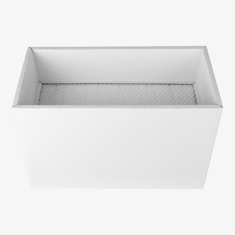 A rectangular white box with an open top reveals a textured, patterned interior designed for the Creality Falcon Filter Replacement for Smoke Purifier, set against a plain white background. A rectangular white box with an open top reveals a textured, patterned interior designed for the Creality Falcon Filter Replacement for Smoke Purifier, set against a plain white background.