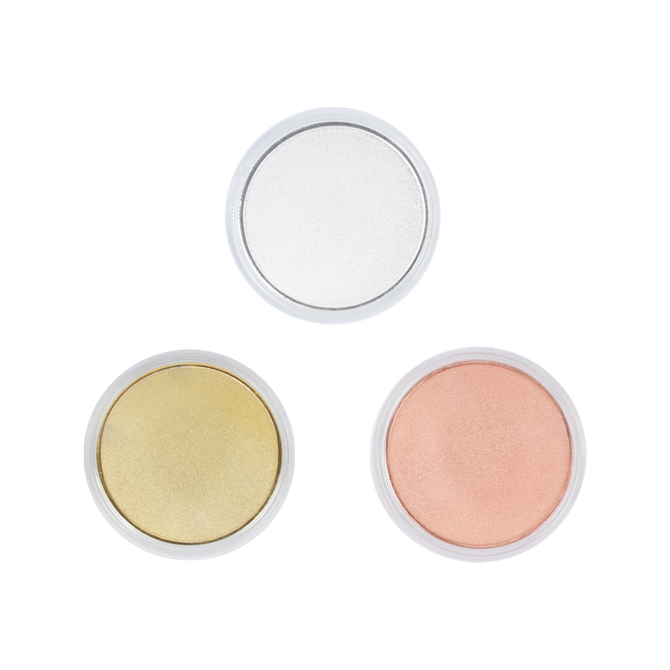 Six Creality Falcon 3-Color Blank Commemorative Coins for Laser Engraver in silver, gold, and rose gold are arranged in a triangle shape on a white background. Six Creality Falcon 3-Color Blank Commemorative Coins for Laser Engraver in silver, gold, and rose gold are arranged in a triangle shape on a white background.