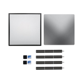 The Creality Falcon Cutter Accessory Kit for Falcon 5W, 7.5W, and 10W Laser Engravers includes a square LED panel, reflective panel, four black rods with sleeves, two mounts, and adhesive pads—ideal for your engraving projects.
