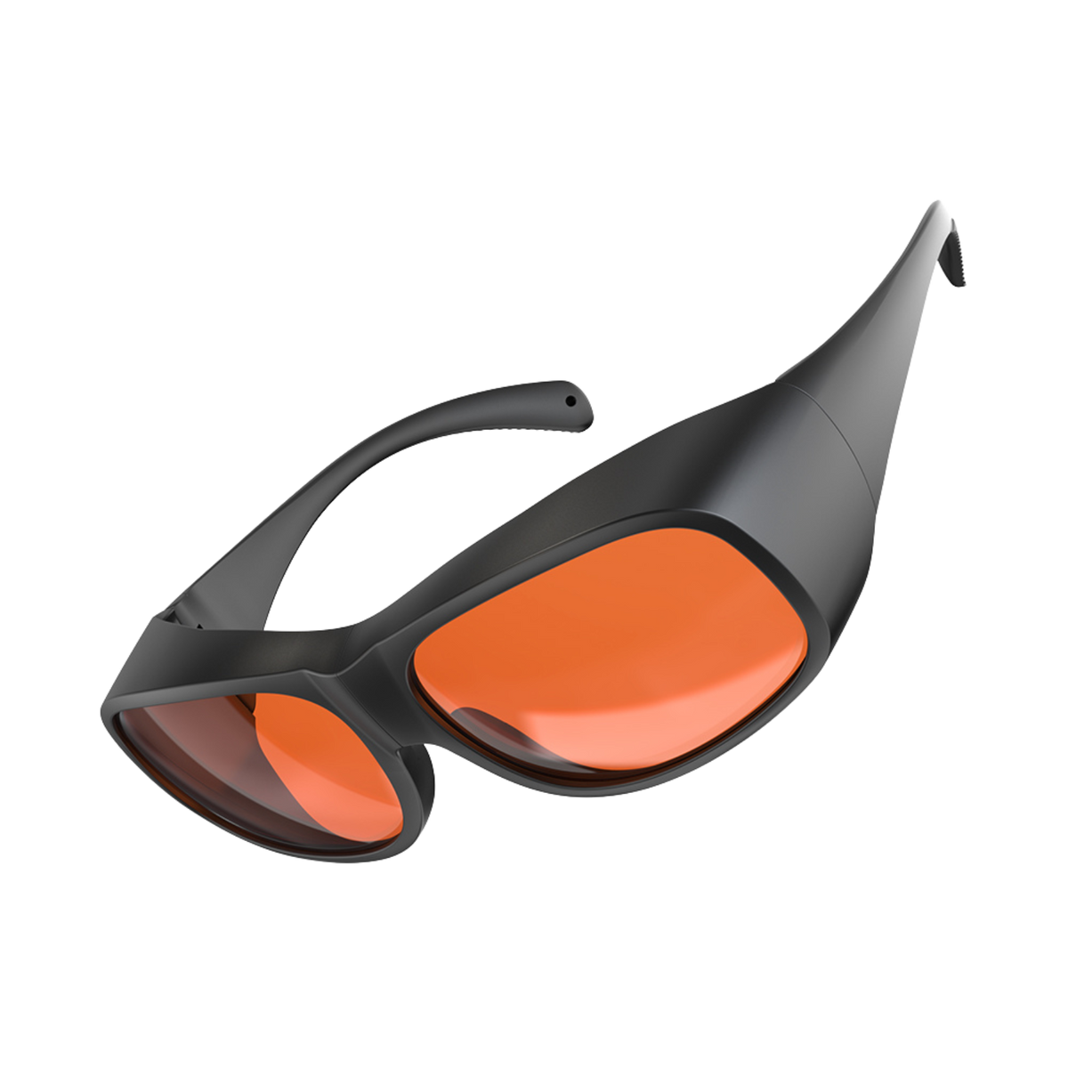 The Creality Falcon Laser Safety Glasses (180-534nm) feature modern black wraparound frames with large orange-tinted lenses, providing advanced protection for all laser engravers and cutters. Displayed against a white background.