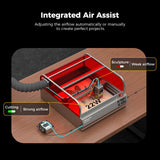 The Creality Falcon Falcon2 Pro 40W & 22W Enclosed Laser Engraver and Cutter, featuring a red protective cover and durable aluminum build, offers integrated air assist, FDA Class 1 Safety, and strong airflow for cutting. Free test kit included.