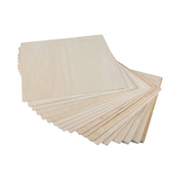 A stack of 12×12x1/8'' Creality Falcon Intelligent Recognition Basswood Plywood Sheets (10pcs) is arranged in a fanned-out formation on a white background.