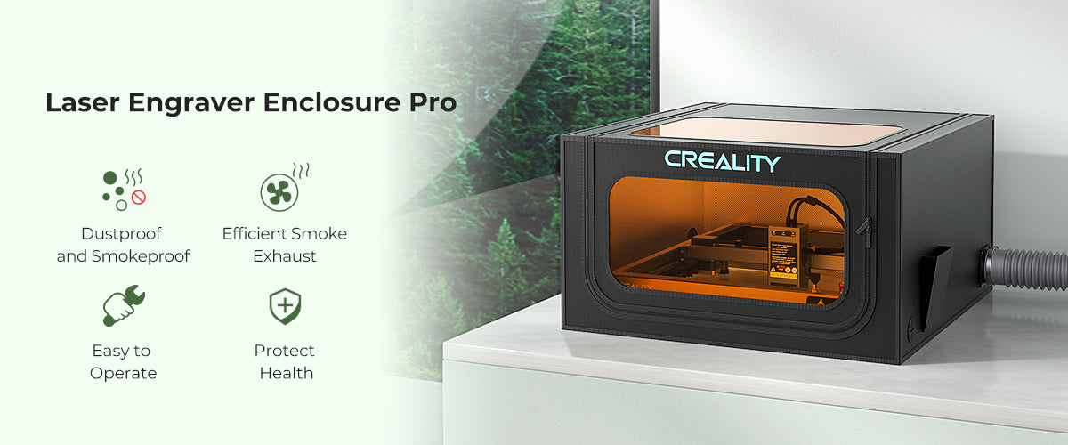 Creality Laser Engraver Enclosure, Laser Enclosure with Exhaust Fan and Pipe, Large Eye-protection Viewing, Fits Most Engraving Machine, Insulates