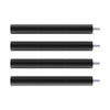 Four black cylindrical 10W & 5W CR-Laser Falcon Engraver Risers by CrealityFalcon are shown laid out horizontally on a white background, ideal for your furniture crafts. Each leg features segments and a threaded metal screw at one end for attachment, precision-made as if by a laser.