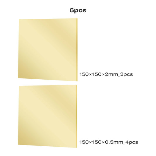 6Pcs Brass Sheet Thick 6" x 6" 14/24 Gauge(2mm/0.5mm) 1600