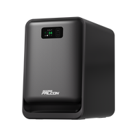 A sleek, black Falcon AP1 Smoke Purifier by Creality Falcon features a digital display and control buttons on the front, with 