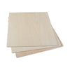 Three Creality Falcon Thickness Basswood Plywood Sheets, stacked and slightly fanned on a white background, showcase subtle wood grain patterns. Ideal for your next laser engraving project or DIY decoration idea.