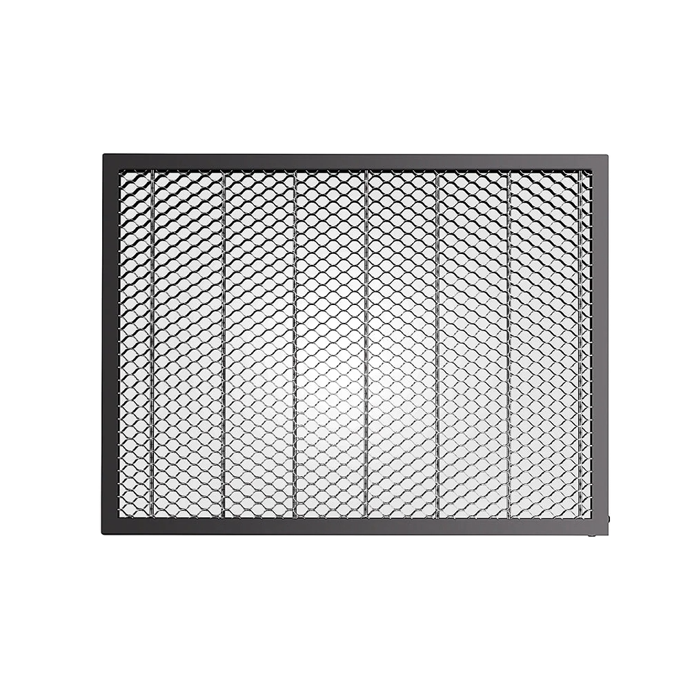 The CrealityFalcon 460*346mm Honeycomb Workbench features a rectangular black metal mesh with a hexagonal pattern and a solid black frame, displayed against a plain white background.