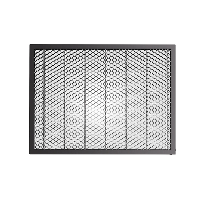The CrealityFalcon 460*346mm Honeycomb Workbench features a rectangular black metal mesh with a hexagonal pattern and a solid black frame, displayed against a plain white background.
