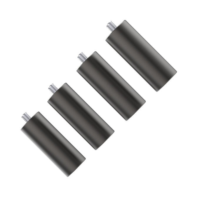 A set of four cylindrical, black metal risers with threaded ends, designed diagonally on a white background, specifically crafted for the Creality Falcon's Falcon2 and Falcon2 Pro series. Ideal for projects that demand precision and adjustable height.