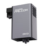 A metallic gray Creality Falcon 2W Infrared Laser Module with vents and a mounting bracket, featuring the brand name and power rating printed on its side.
