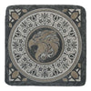 Creality Falcon Black Square Stone Coasters for Laser Engraver (5pcs) feature an ornate mosaic design with a stylized eagle head at the center, surrounded by floral and geometric patterns in gray, black, and bronze.