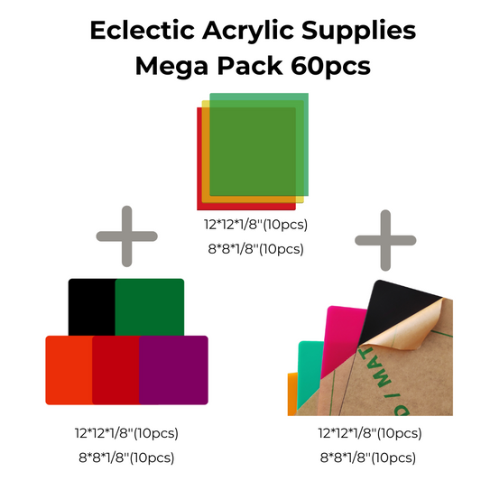 Eclectic Acrylic Supplies Mega Pack 60pcs for Creality Falcon Laser Engraving/Cutting Machine 1000