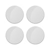 An illustration features four gray circular disks arranged in a square formation on a white background, echoing the sleek design associated with the Creality Falcon series. Each disk has a subtle gradient that imparts a slightly reflective appearance, reminiscent of the Creality Falcon2 Replace Protective Lens.