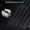 Five black hexagonal CrealityFalcon aluminum bars for the Creality Fence Type Protection Strip are arranged diagonally. Inset shows a close-up of shiny rods and bars. Text reads "Durable Aluminum Material" with "Material" highlighted in green.