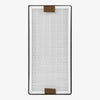 The white rectangular filter replacement for the Creality Falcon Smoke Purifier has a textured grid pattern with a sleek black border and includes two brown tabs at the top and bottom against a solid white background.