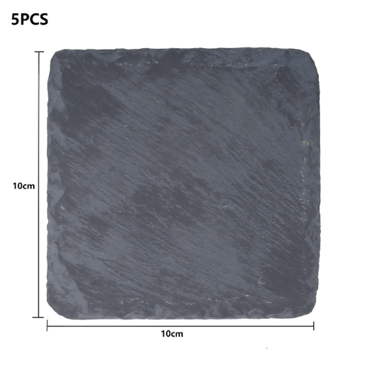 The Creality Falcon Black Square Stone Coaster features a textured surface and slightly uneven edges, shown against a plain white background. 1000