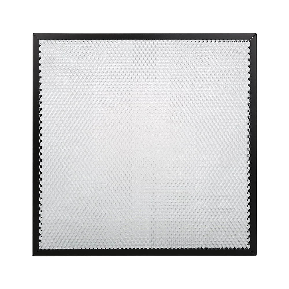 The 10W Falcon Engraver Accessory Kit by CrealityFalcon. The kit features a textured, honeycomb pattern that creates a visually interesting light dispersion effect, meticulously crafted using laser technology. The design appears symmetrical and evenly structured.