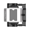 This is a top view of the Creality Falcon Air Assist, an accessory for the CR-Laser Falcon 7.5W and 10W Engravers, featuring a rectangular gray surface and black components. The compact design includes a central nozzle flanked by two black cylindrical structures on either side, ensuring powerful airflow to keep material surfaces clean.