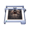 The Creality Falcon CR 5W Diode Laser Engraver etches an eagle image with "5W FALCON" onto wood. Its metallic frame ensures ultra-fine engraving precision, delivering impressive detail.