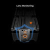 The Creality Falcon Laser Module 40W for Falcon2 Laser Engravers features a laser engraver's precision with "Lens Monitoring" above it. It includes a shield icon, an orange indicator light, and a small bug symbol, highlighting its ultra-fast capabilities.