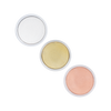 Six round Creality Falcon 3-Color Blank Commemorative Coins for Laser Engraver in white, gold, and peach shades are arranged diagonally on a white background.