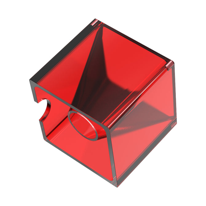 The Creality Falcon CR-Laser Falcon Laser Module Replacement Goggles feature an open-sided transparent red cube design, with circular cutouts on opposite faces. The glossy finish adds sleekness, casting a shadow on a white background, echoing the precision of laser modules.