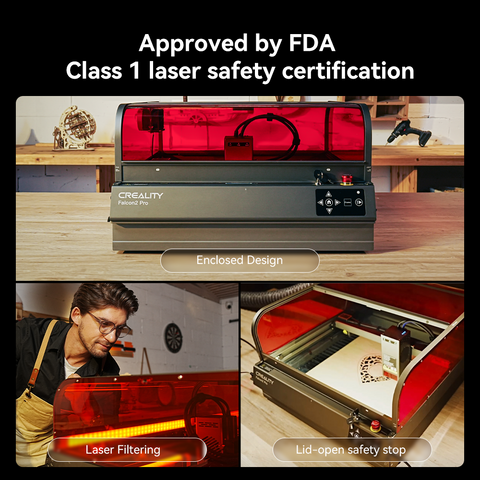 Falcon2 Pro Enclosed Laser Cutter and Engraver 60W Pro Safer