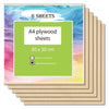 The Creality Falcon Basswood Plywood Sheets pack includes six A4 sheets, each 1/8" x 8.27" x 11.69". Perfect for laser engraving and cutting, these eco-friendly sheets feature a colorful top sheet with specifications ideal for precision in creative projects.