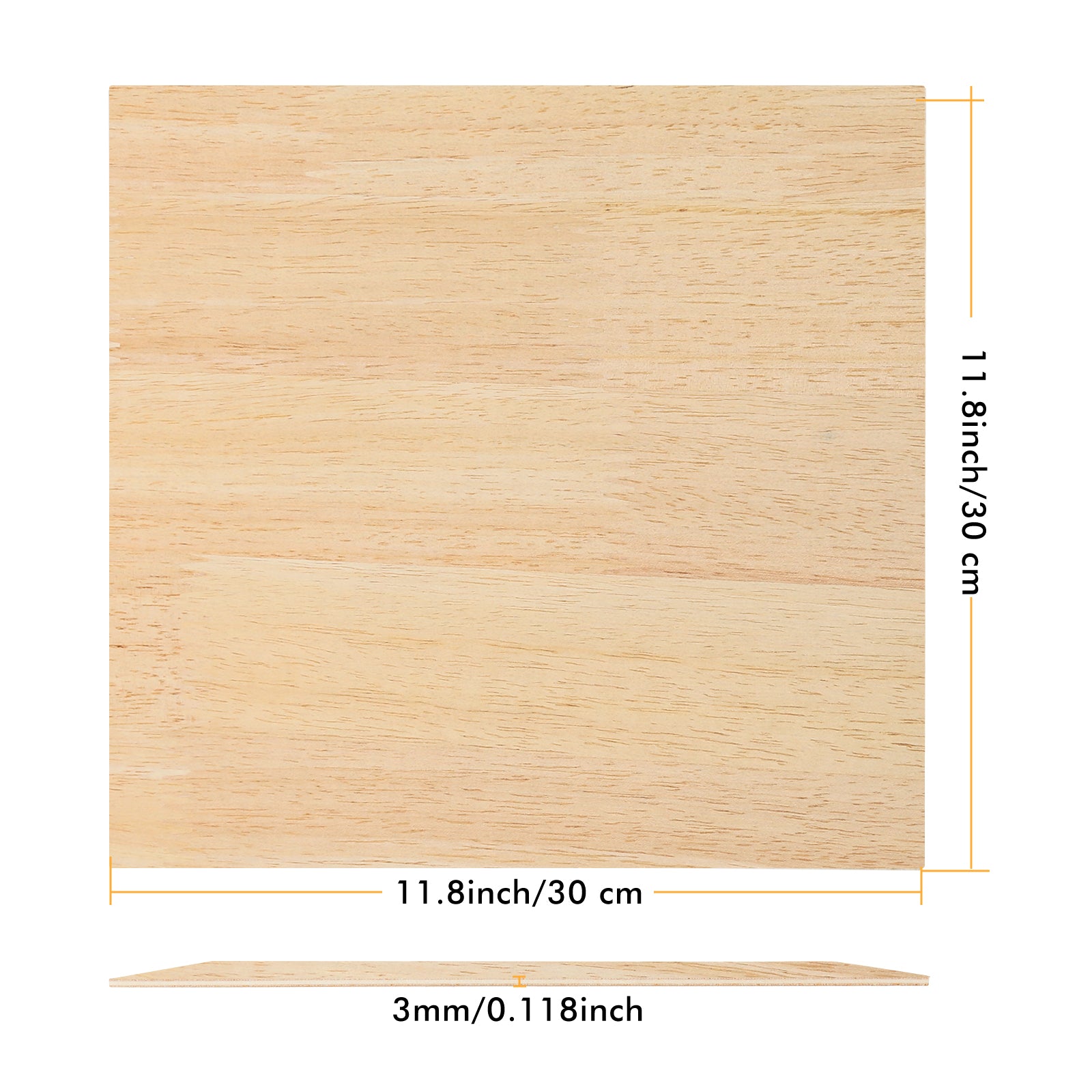 The Creality Falcon Rubberwood Spliced Plywood, measuring 11.8" x 11.8" x 1/8", is eco-friendly and perfect for laser engraving, shown on a white background.