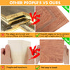 Comparison image of wood textures: Top - "Other People's" with jagged edges vs. "Ours," made from Creality Falcon's Bubinga Brazilian Rosewood Plywood Sheets, featuring smooth edges. Bottom - "Other People's" fragile wood vs. "Ours" showcasing durability—marked with check and cross symbols.