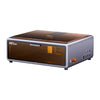 The Creality Falcon Falcon A1 10W Enclosed Diode Laser Engraver is a compact, rectangular machine with a transparent amber lid, control buttons and ports on the side panel—designed to fit any space.