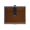 Front view of the compact Creality Falcon Falcon A1 10W Enclosed Diode Laser Engraver with a translucent orange cover and central black strip. Its rectangular shape and small knob make it the perfect Compact to Fit Any Space solution.