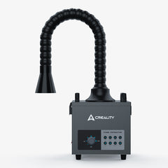 The Creality Falcon Air Purifier for 10W Engraving Machines features an adjustable, flexible black hose and a control panel with buttons and a dial. With HEPA filters for low-noise operation, it effectively removes fumes during tasks like 3D printing, prominently displaying the "Creality" brand.