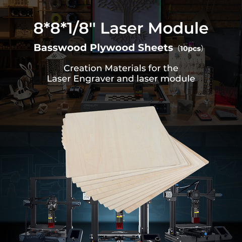 8*8*1/8'' Laser Module Basswood Plywood Sheets(10pcs)