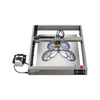 A top view of the Creality Falcon Falcon2 22W Diode Laser Engraver etching a blue and black butterfly design onto metal, highlighting its powerful cutting performance and vivid color engraving abilities.