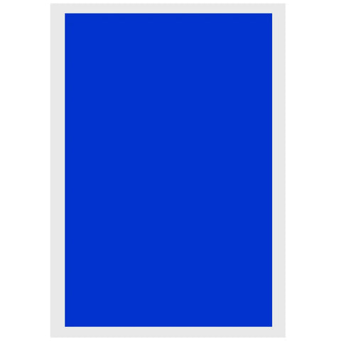 A rectangular image with a solid bright blue center, framed by a thin white border. The blue fills the entire inner part of the rectangle, resembling the precision work of an engraver and creating a striking contrast with the surrounding white edge. It looks like it was created using CrealityFalcon's 10pcs Laser Carved Colored Paper Ceramic Stone Material Color Paper for Falcon Laser Engraving.