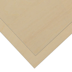 Two overlapping sheets of Creality Falcon's light-colored Basswood Plywood (1/8", 8.27x11.7") showcase a smooth, natural grain, ideal for carving or laser engraving, with straight, minimalist edges.