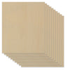 Creality Falcon's 1/8" thick basswood plywood sheets measure 8.27x11.7x0.12" and come in a set of 10, neatly stacked with edges aligned. The visible wood grain offers a natural texture ideal for carving or laser engraving.