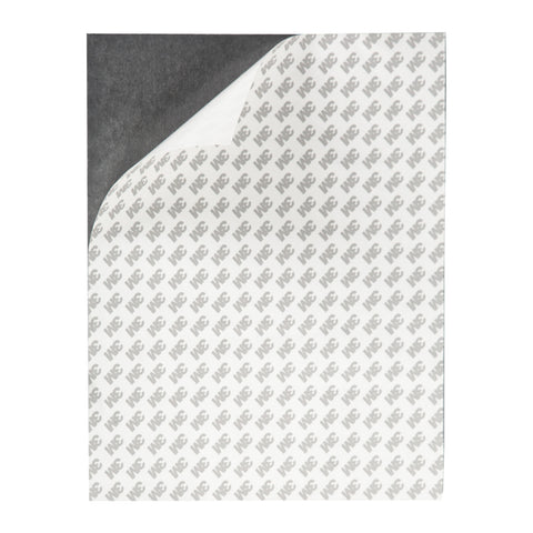 The Creality Falcon Leather Repair Patch (10x12", pack of 4, black) features a white 3M adhesive sheet with logos, perfect for DIY projects. The peel-back corner reveals a gray backing, ideal as a laser engraving base or when paired with a leather patch.