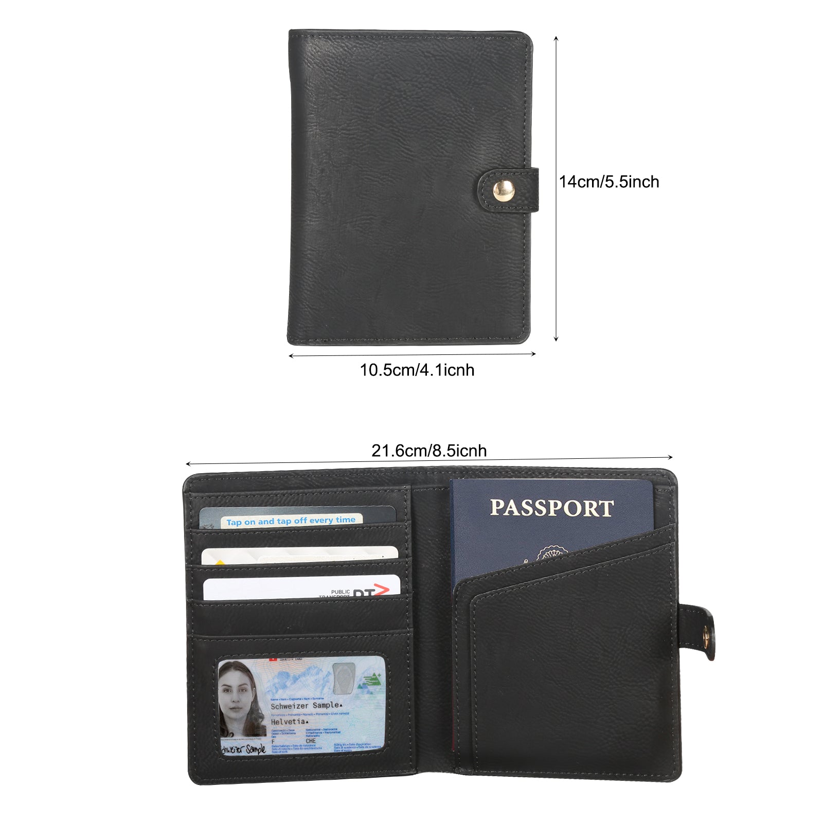 The Creality Falcon Custom Leather Passport Holder, part of their Luggage Tag Set, is crafted for laser engraving. Made from engraved black leather, it measures 14cm by 10.5cm closed and 21.6cm open, organizing your ID and vaccine card in dedicated slots.