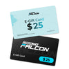 Two CrealityFalcon Gift Cards, one light blue and one black, each valued at $25. Each features the CrealityFalcon logo and "E-Gift Card $25"—an ideal gift for any occasion.