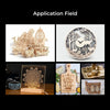 A variety of laser-cut wooden crafts rest on the CrealityFalcon 235x235 Honeycomb Workbench, which enhances heat dissipation and protects your 3D printer during engraving and cutting projects.