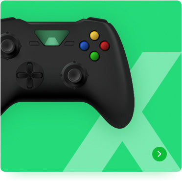 A black Test product variant by Creality Falcon Laser is set against a bright green background with a large, semi-transparent "X", a small right arrow icon, and subtle consectetur-inspired design elements for extra visual interest.