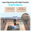 The Creality Falcon CR 10W Diode Laser Engraver etches a detailed animal on wood, highlighting its precision of 0.06*0.08mm compared to competitors' 0.15*0.15mm for sharper, more intricate designs.