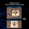 The Creality Falcon2 22W Diode Laser Engraver cuts an eagle design much faster (30 minutes at 25000mm/min) than competitors, demonstrating superior productivity.