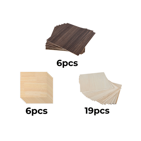 Quirky Wood and Bamboo Sheets for Laser Engraving and Cutting Mega Pack- 31pcs
