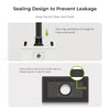 Image of the Creality Falcon Smoke Purifier with a two-part diagram: the top shows a hose ventilation system for one-way airflow through air inlets and outlets to manage smoke and dust indoors, while the bottom features a foam seal and metal bracket that secure a pipe to prevent leakage.